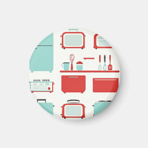 Retro-Küchengeräte-Muster Magnet