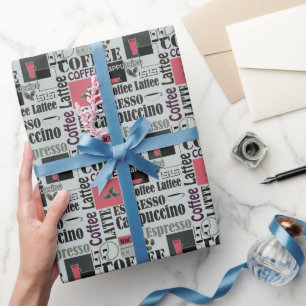 Retro-Küchenmuster für Espresso Latte  Geschenkpapier
