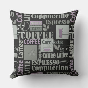 Retro-Küchenmuster für Espresso Latte Kissen
