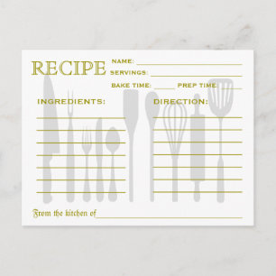 Retro-Küchenutensilien Rezeptkarte Farbige Streife Postkarte