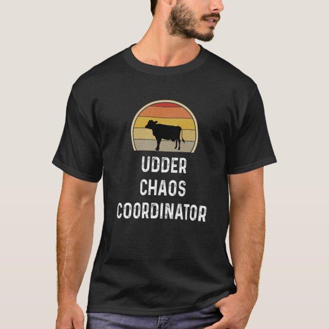 Retro Kuh Bauer Milchviehzucht Udder Chaos Coordin T-Shirt (Vorderseite)
