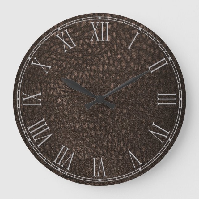 Retro kundenspezifisches Leder Browns Große Wanduhr (Vorderseite)
