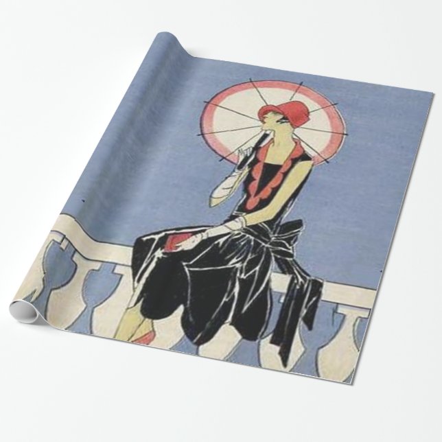 Retro Kunst-Deko wenig schwarzes KleiderParty Geschenkpapier (Ungerollt)