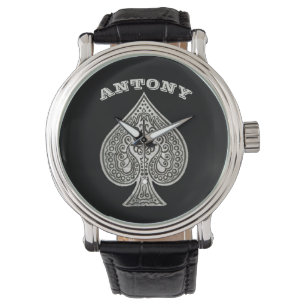 Retro künstlerisches PokerKaroass personalisiert Armbanduhr