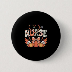 Retro-Kürbis-Krankenschwester-Leben Stethoskop Her Button