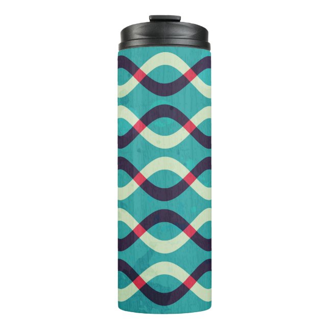 Retro Kurven: Grunge Muster Effekt. Thermosbecher (Vorderseite)