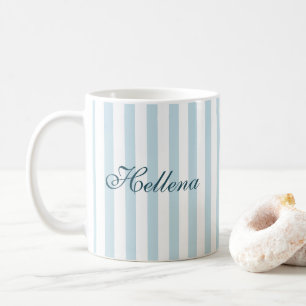 Retro Küstenblau Weiße Streifen Benutzername Kaffeetasse