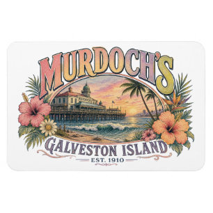 Retro-Küstenstrand-Illustration Magnet
