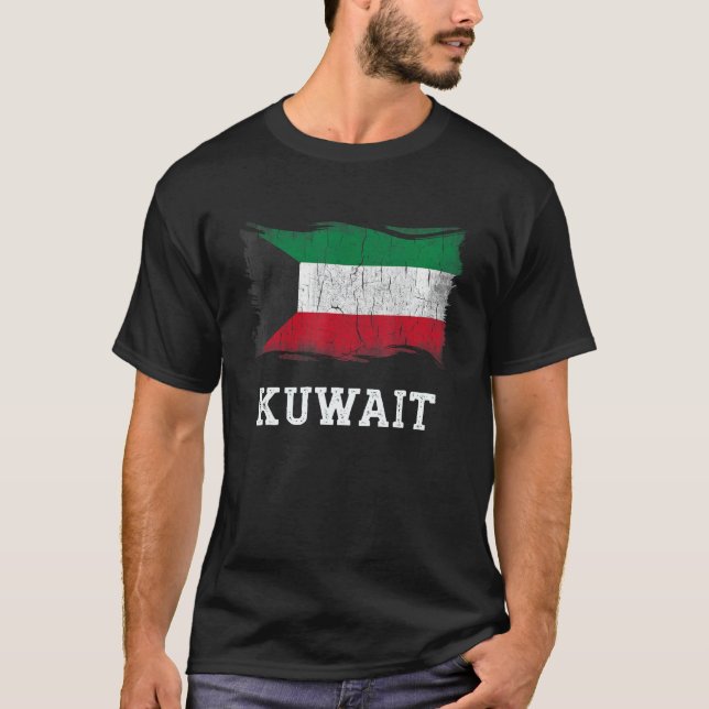 Retro Kuwait Flag Shirt Vintag Kuwaiti Grunge Grun (Vorderseite)