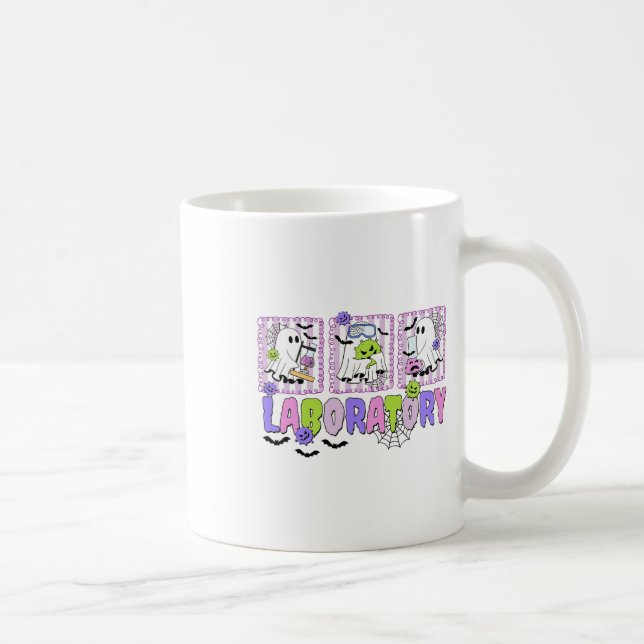 Retro Laboratory Halloween Ghost Labrador Tech Med Kaffeetasse (Rechts)