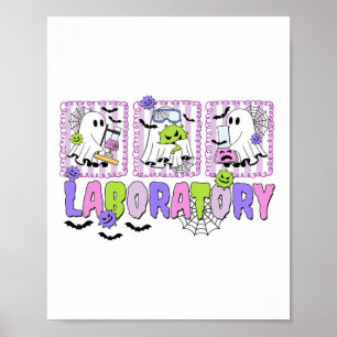 Retro Laboratory Halloween Ghost Labrador Tech Med Poster