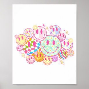 Retro-Lächeln-Gesicht-Blume-Glückliches-Gesicht-Ka Poster