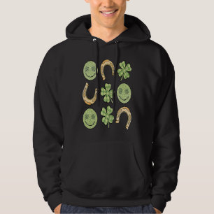 Retro Lächeln Hufeisen & vierblättriges St Patrick Hoodie