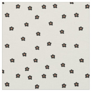 Retro lächelndes Blumenmuster in Schwarz und Creme Stoff