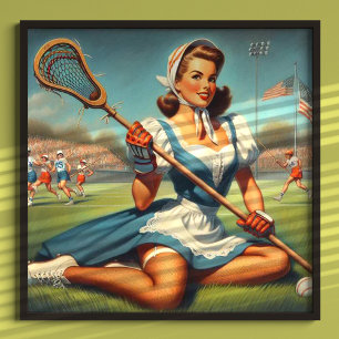 Retro Lacrosse Girl Poster