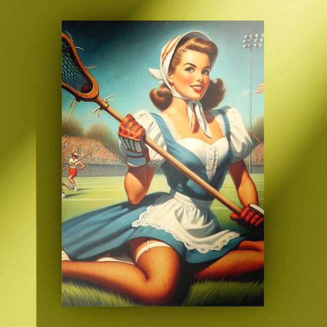 Retro Lacrosse Girl Postkarte (Von Creator hochgeladen)