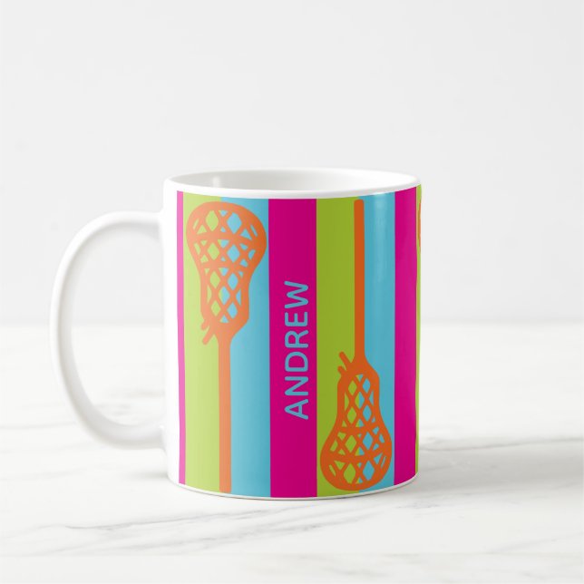 Retro-Lacrosse-Sticks und -Streifen mit heller Far Kaffeetasse (Links)