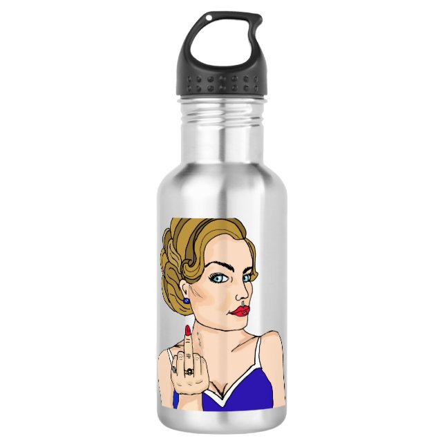 Retro Lady Drehend Vogel Edelstahlflasche (Vorderseite)