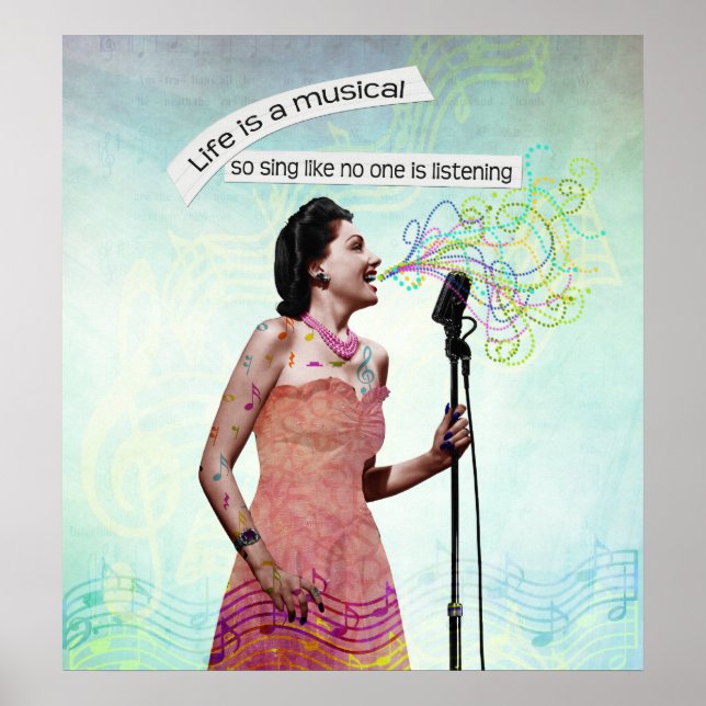 Retro Lady Life ist ein musikalisches Sing Poster (Vorne)