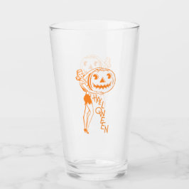 Retro Lady mit Pumpkin Glas