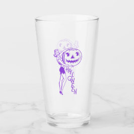 Retro Lady mit Pumpkin Lila Glas