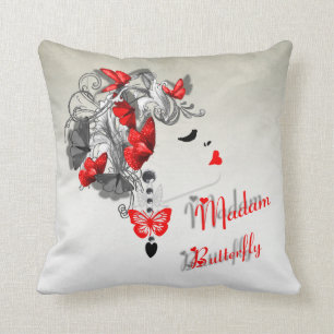 Retro Lady Mrs Butterfly Red Fashion Pillows Kissen