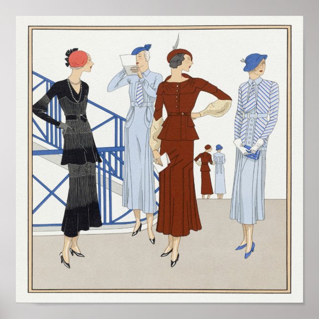 Retro Ladys Hats Heelses Warten Mode Show Poster (Vorne)