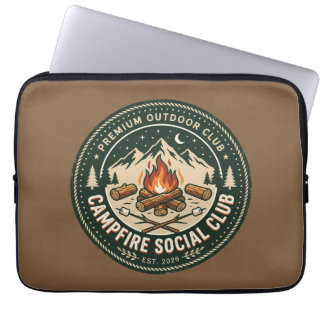 Retro Lagerfeuer Social Club Berg Outdoor Abzeiche Laptopschutzhülle