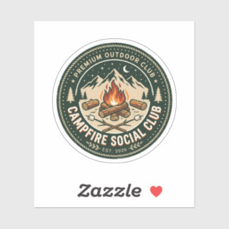 Retro Lagerfeuer Sozialclub Berg Outdoor Abzeichen Aufkleber