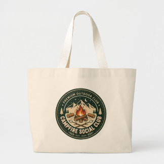 Retro Lagerfeuer Sozialclub Berg Outdoor Abzeichen Jumbo Stoffbeutel