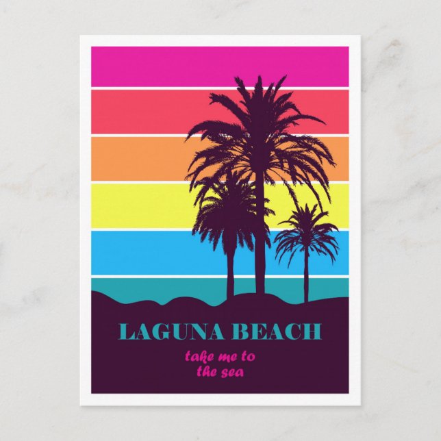 Retro Laguna Beach California Postkarte (Vorderseite)