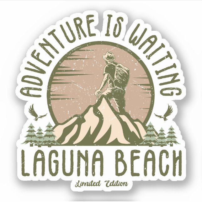 Retro Laguna Beach Wandern Aufkleber (Vorderseite)
