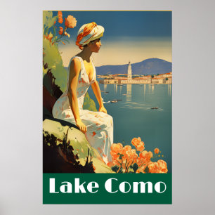 Retro Lake Como Italien Reise Romantische Seeblick Poster