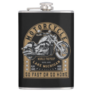 Retro Lake Michigan Motorrad Flachmann