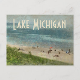 Retro Lake Michigan Shoreline Beach Postkarte