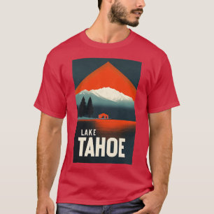 Retro Lake Tahoe Cabin Kunst mit feinem Gebirgslan T-Shirt