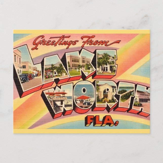 Retro Lake Worth Florida Postkarte (Vorderseite)