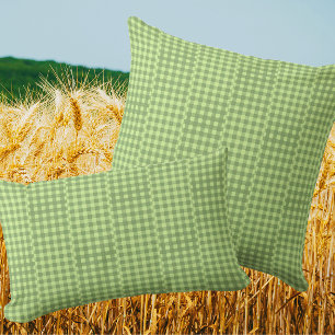 Retro-Land-Stil Vintage-Spaß Grün Gingham-Karo Kissen