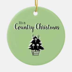 Retro-Land-Weihnachtsbaum Grün Keramik Ornament