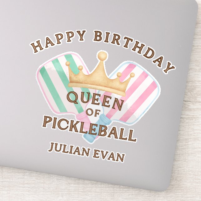 Retro Landkreis Club Queen of Pickleball Aufkleber (Detail)