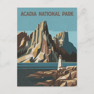 Retro-Landschaft des Acadia-Nationalparks Postkarte
