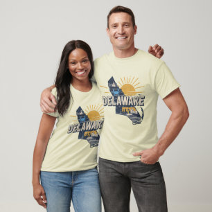 Retro Landschaftlich Delaware-Silhouette T-Shirt