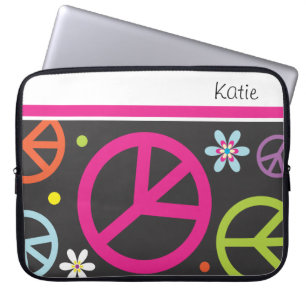 Retro Laptop-Hülsen des Friedens   zeichen-  Laptopschutzhülle