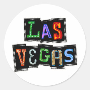 Retro Las Vegas Neon Runder Aufkleber