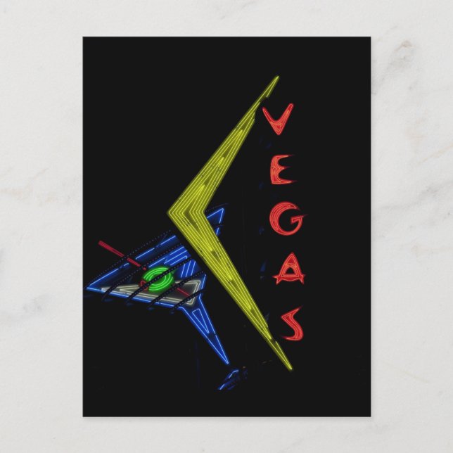 Retro Las Vegas Neon Unterwegs Postkarte (Vorderseite)