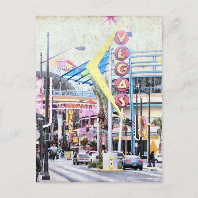 Retro Las Vegas Postkarte (Vorderseite)