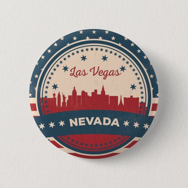 Retro Las Vegas Skyline Button (Vorderseite)