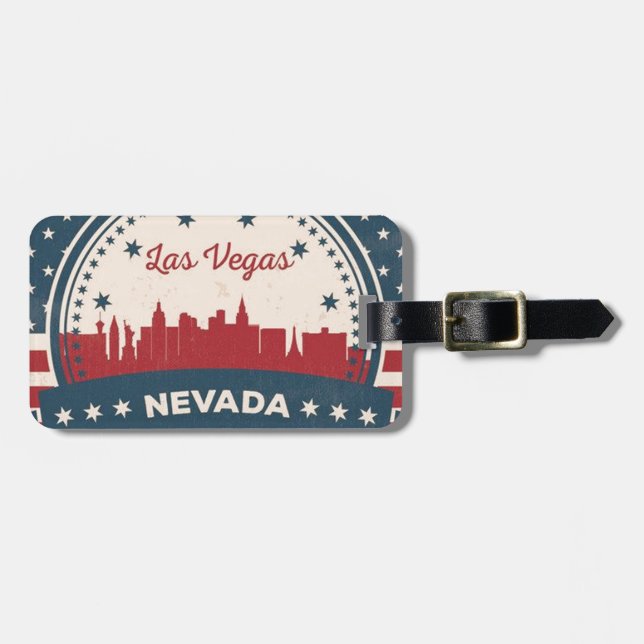 Retro Las Vegas Skyline Gepäckanhänger (Vorderseite horizontal)