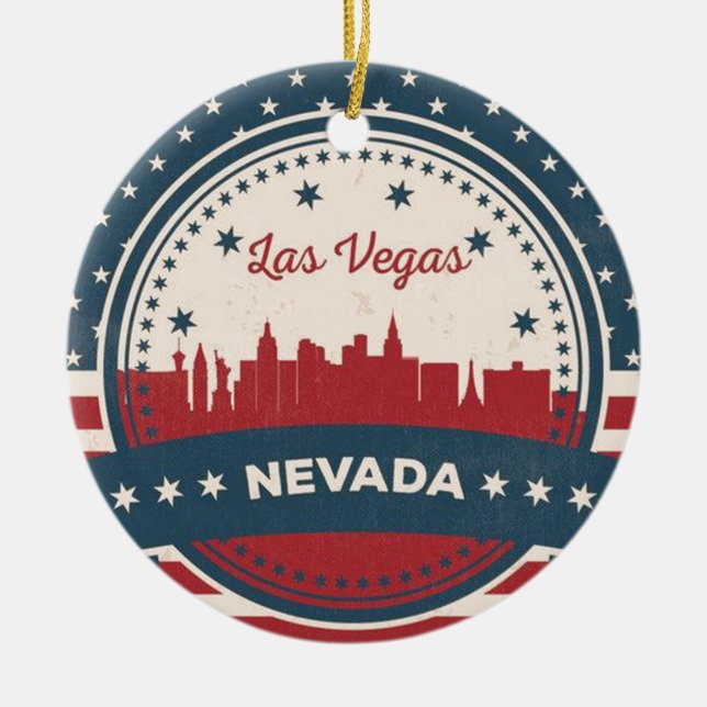 Retro Las Vegas Skyline Keramikornament (Vorne)