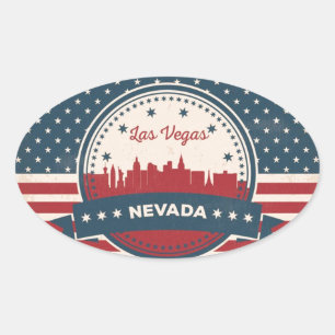 Retro Las Vegas Skyline Ovaler Aufkleber